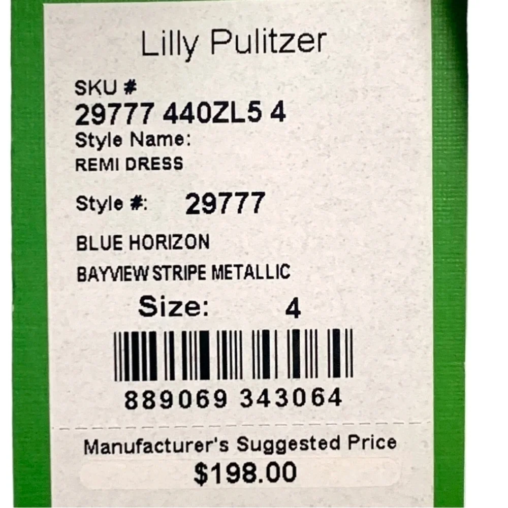 Lilly Pulitzer Dress Remi Strapless Bayview Stripe Blue Cream Metallic Size 4 - Picture 2 of 12